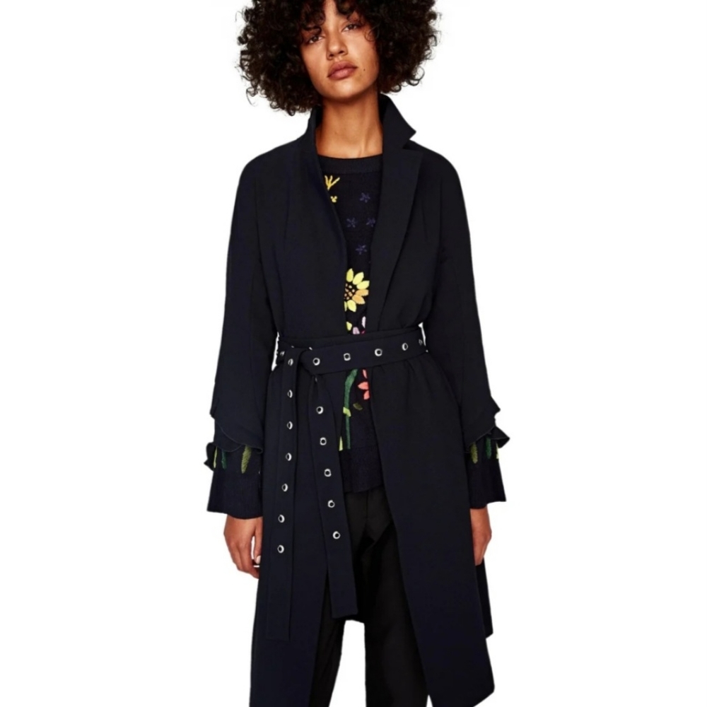 ZARA BLUE TRENCH COAT !! - Picture 3 of 13